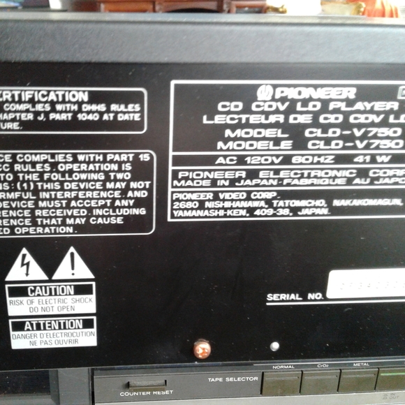 PIONEER CLD-V750 CD-CDV-LD Karaoke Laser-disc Player made in Japan tested - Picture 3 of 7